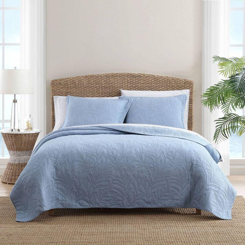 Costa Sera Full/Queen Reversible Cotton Quilt Set in Blue