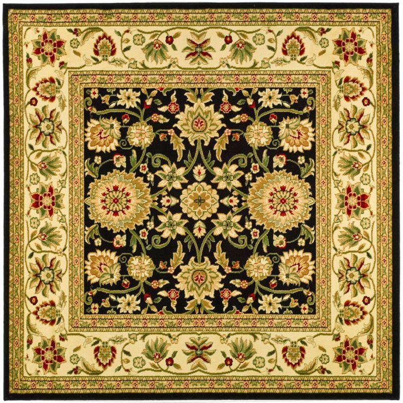 Lyndhurst LNH212 Power Loomed Area Rug - Black/Ivory - 5'3"x5'3" - Safavieh