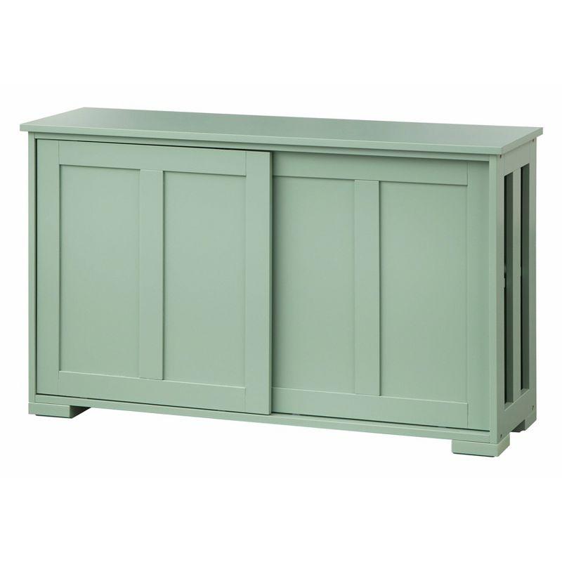 Buylateral Pacific Modular Design Stackable Cabinet with Sliding Doors Mint Green: Coastal Style, Laminated Wood Composite, 2 Shelves