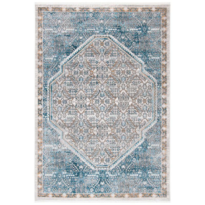 Abstract Gray Synthetic 4' x 6' Hand-Knotted Area Rug