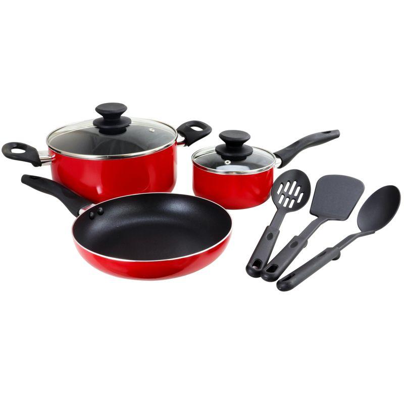 Gibson Home Palmer 8 Piece Cookware Set in Red