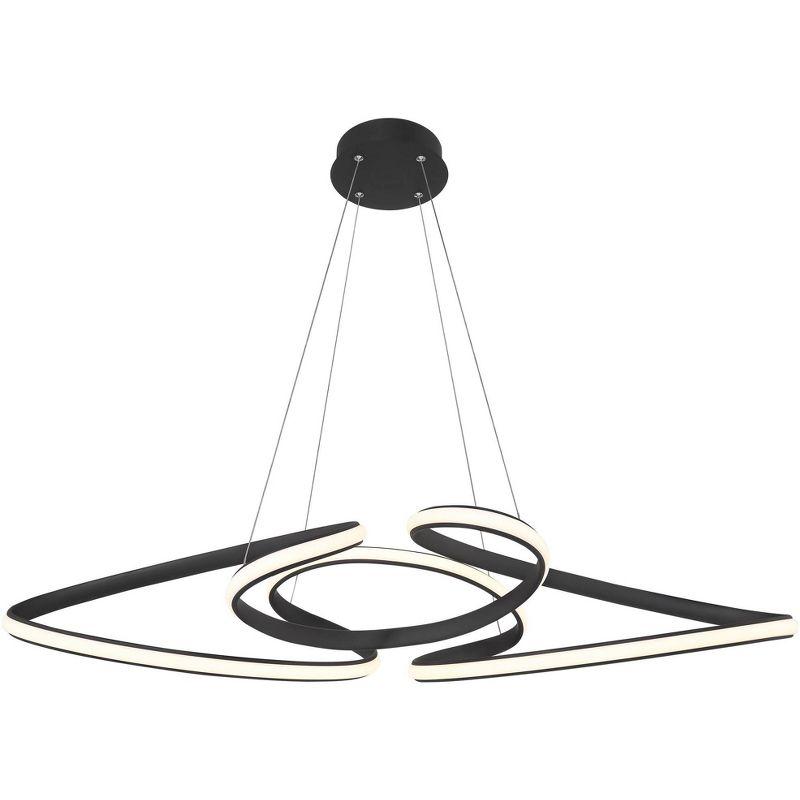 Possini Euro Design Helix Sand Black Multi-Ring Ceiling Pendant Light 39 1/2" Wide Ultra Modern Minimalist Spiral Dimmable LED Strip Steel Dining Room