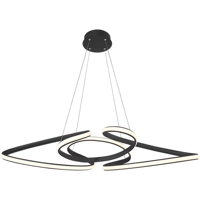 Possini Euro Design Helix Sand Black Multi-Ring Ceiling Pendant Light 39 1/2" Wide Ultra Modern Minimalist Spiral Dimmable LED Strip Steel Dining Room