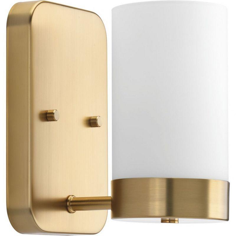 Progress Lighting Elevate 1-Light Wall Sconce, Brushed Bronze, Etched White Glass Shade