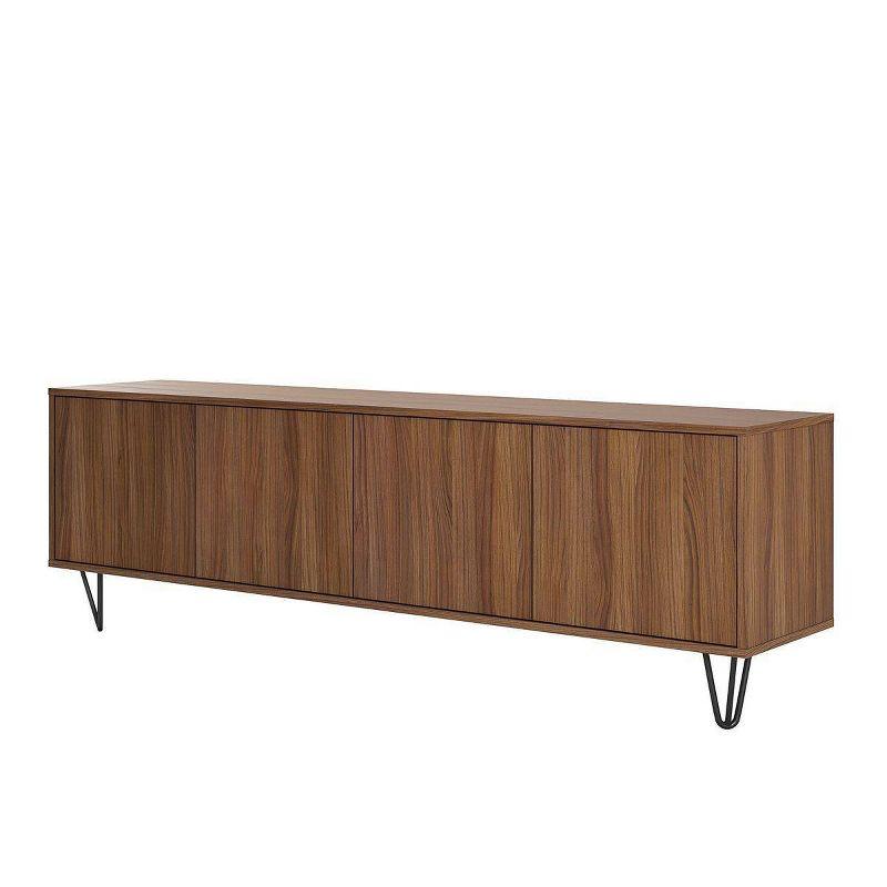 Slim TV Stand for TVs up to 80" Walnut - Nexera: Laminated MDF, Storage, Console