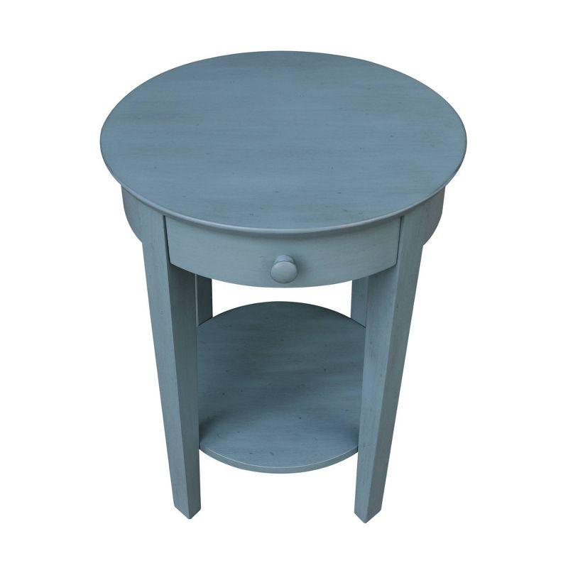 Phillips Antique Rubbed Accent Table with Drawer Ocean Blue - International Concepts: Hardwood Round Side Table with Shelf