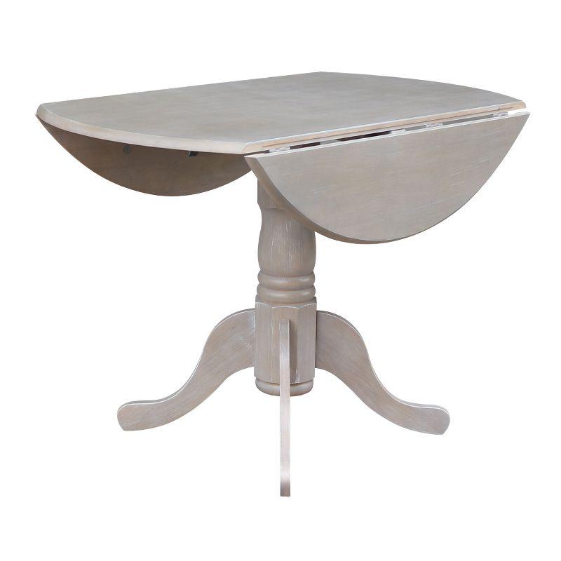 42" Mason Round Dual Drop Leaf Extendable Dining Table - International Concepts: Seats 4, Pedestal Base