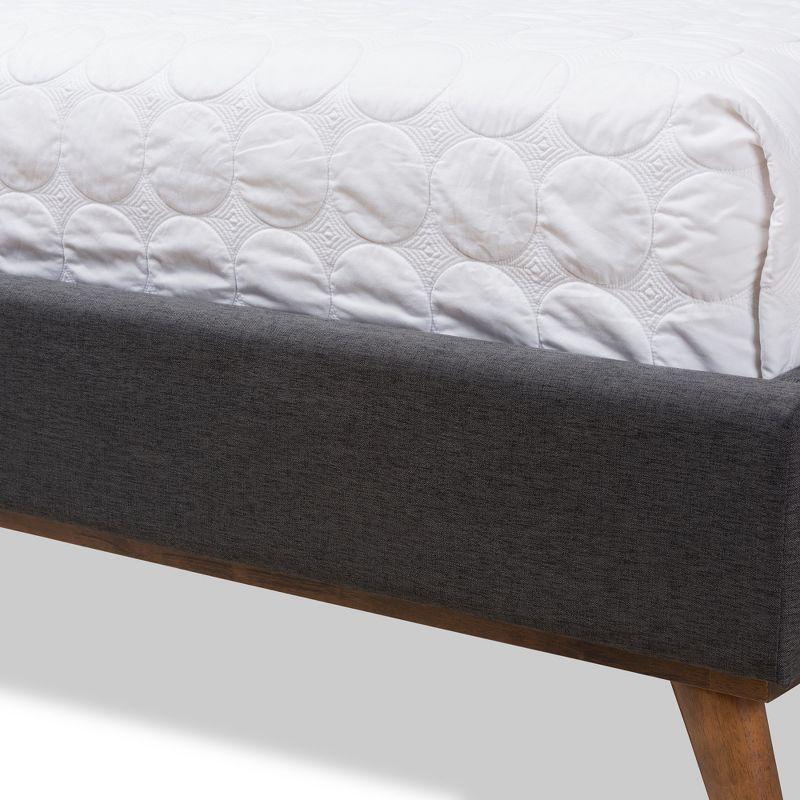 Valencia Mid Modern Fabric Platform King Bed Dark Gray - Baxton Studio: Upholstered Headboard, Tapered Legs