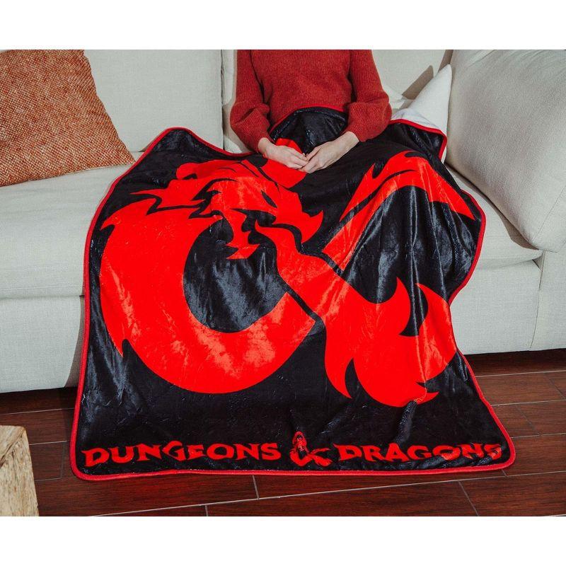 Surreal Entertainment Dungeons & Dragons Logo Fleece Throw Blanket | 45 x 60 Inches