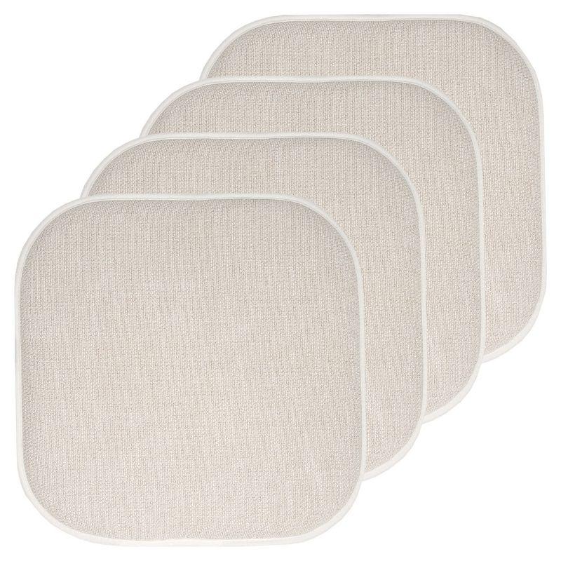 Alexis Memory Foam No Slip Back 16" x 16" Chair Pad Cushion, Linen/Beige, 4 Pack