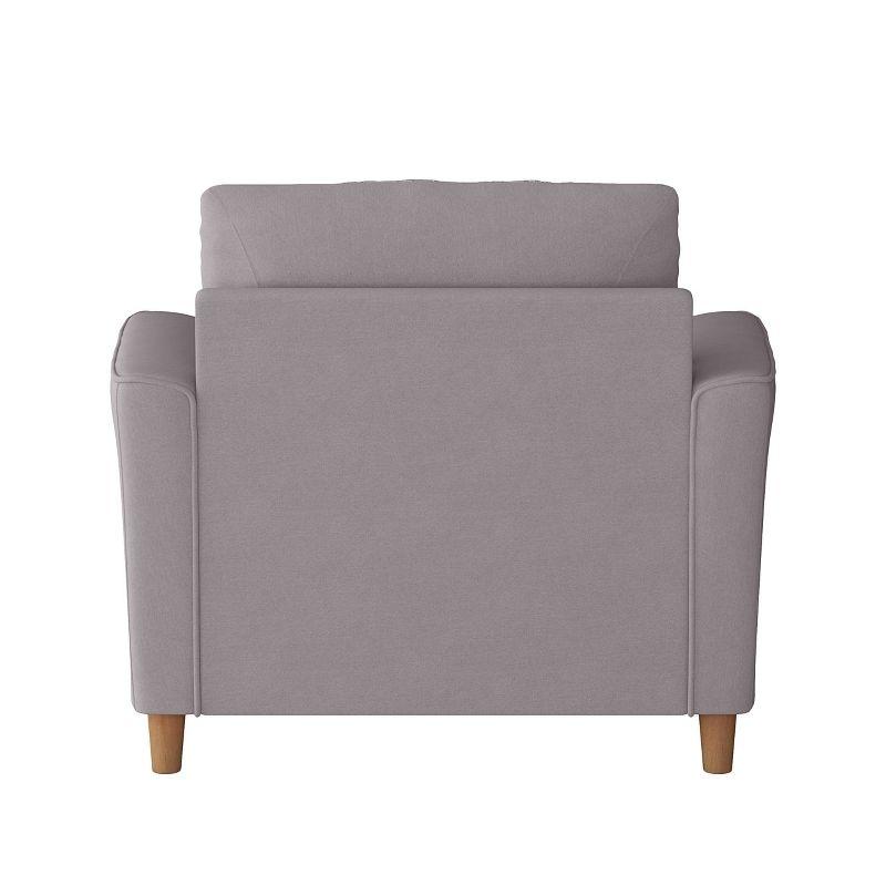 Flared Arm Light Grey Microfiber & Wood Accent Chair