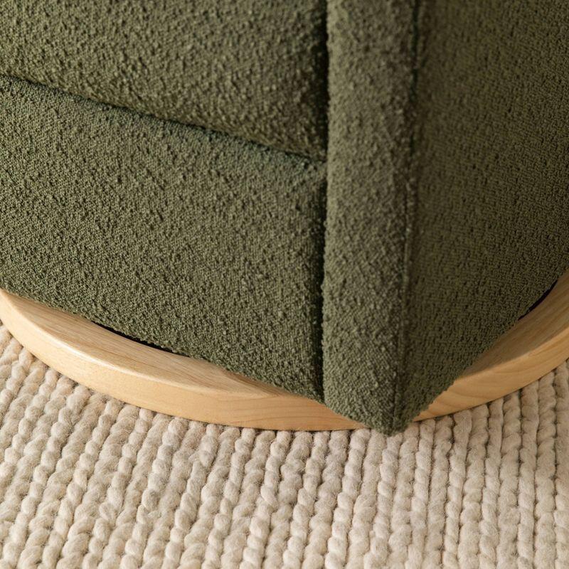 Babyletto Kiwi Olive Green Boucle Nursery Power Glider Recliner Chair with Light Wood Base