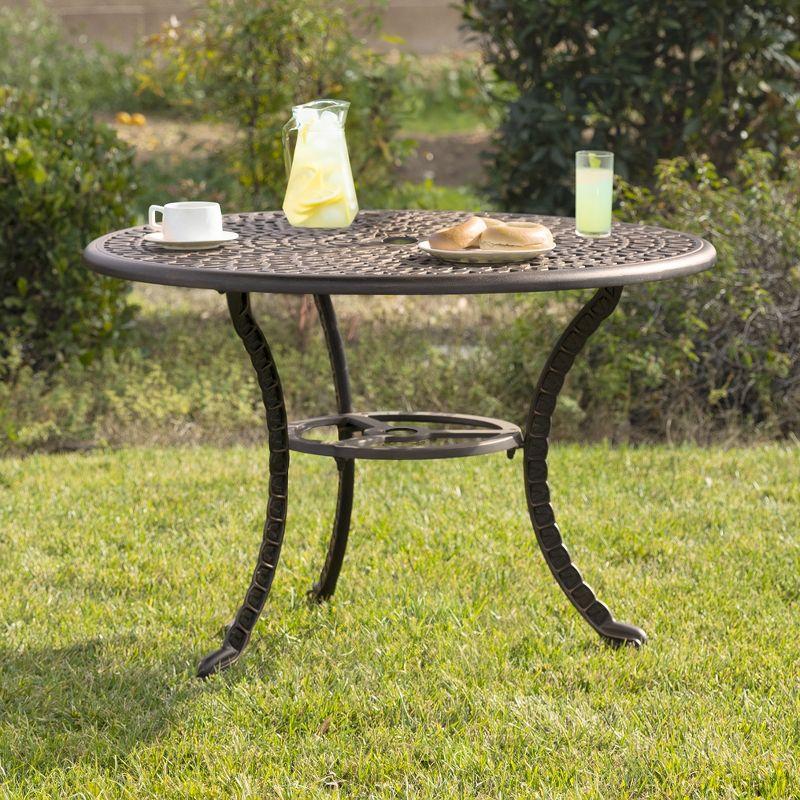 Kinger Home 41-inch Patio Outdoor Dining Table, Round Outdoor Dining Table, Aluminum Patio Furniture, Bronze