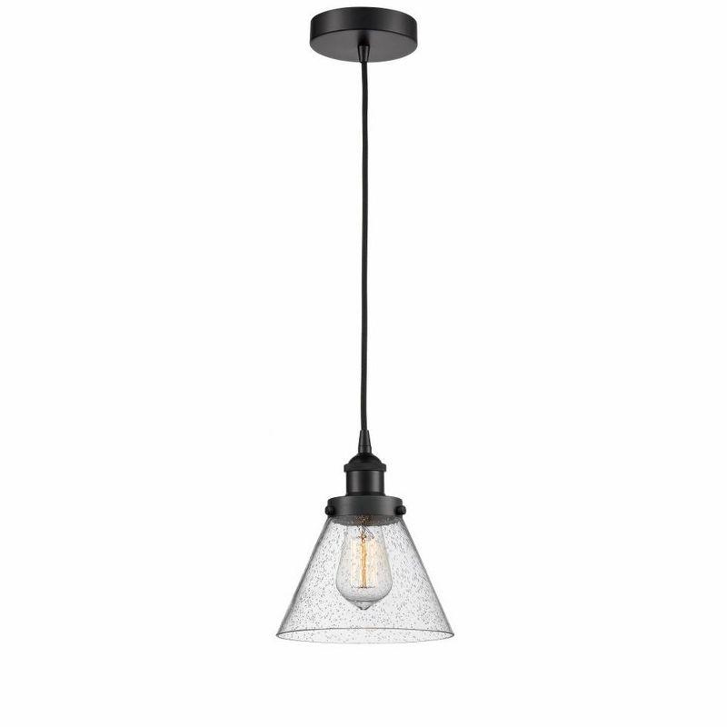 Matte Black and Seedy Glass Mini Pendant Light