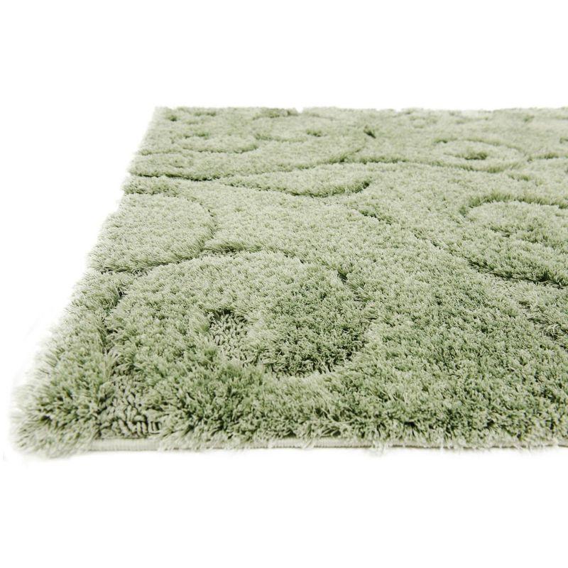Unique Loom Floral Shag Collection Area Rug - Carved (5' 1" x 8' Rectangle Green)