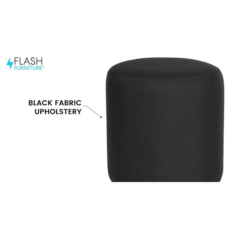 Flash Furniture Barrington Upholstered Round Ottoman Pouf in Black LeatherSoft