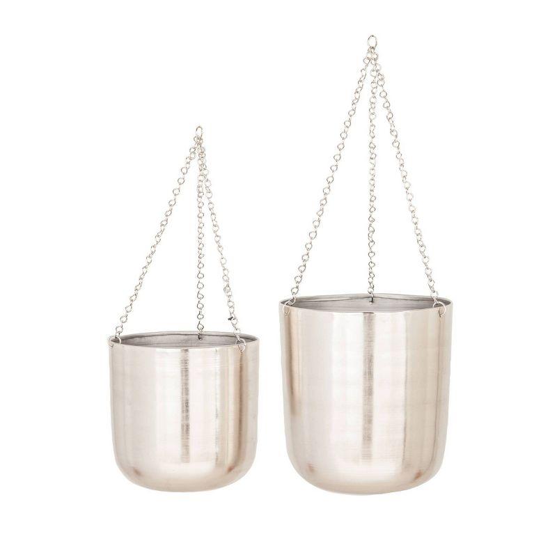 Modern 2-Piece Iron Hanging Planter Set