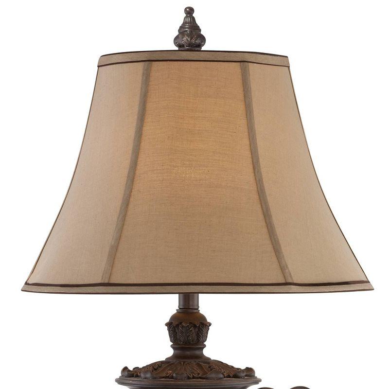 Regency Hill Traditional Table Lamp 31.5" Tall Bronze Crackle Urn Faux Silk Bell Shade for Living Room Family Bedroom Bedside Nightstand