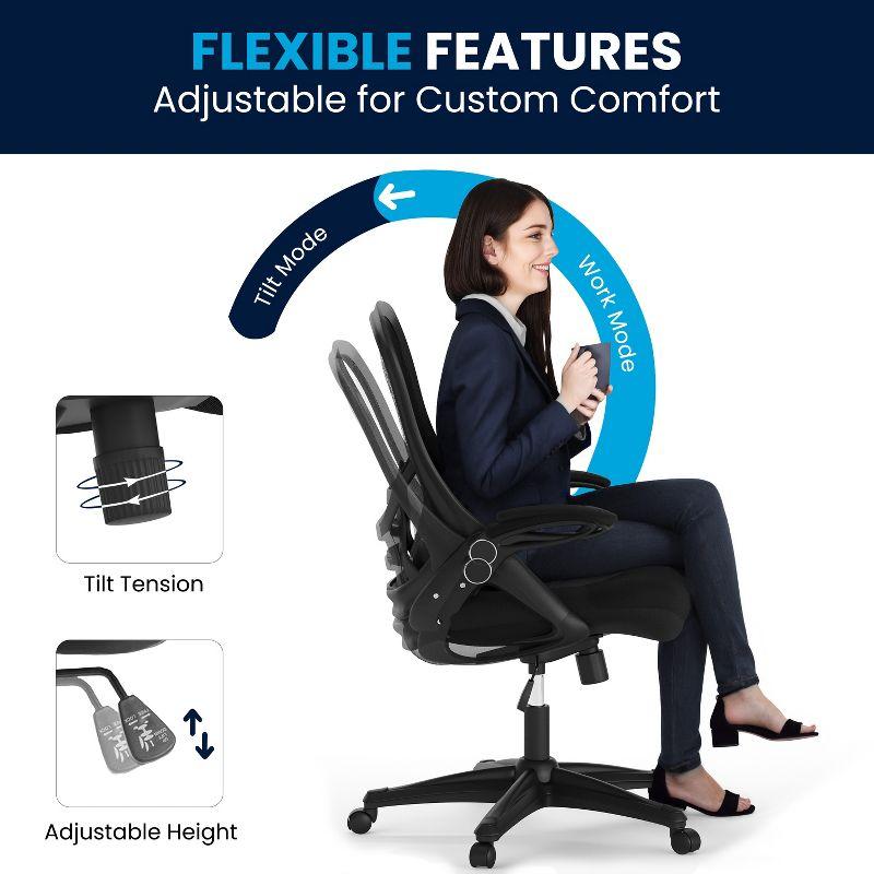 Flash Furniture Cappello High-Back Mesh Swivel Ergonomic Office Chair with Flip-Up Arms