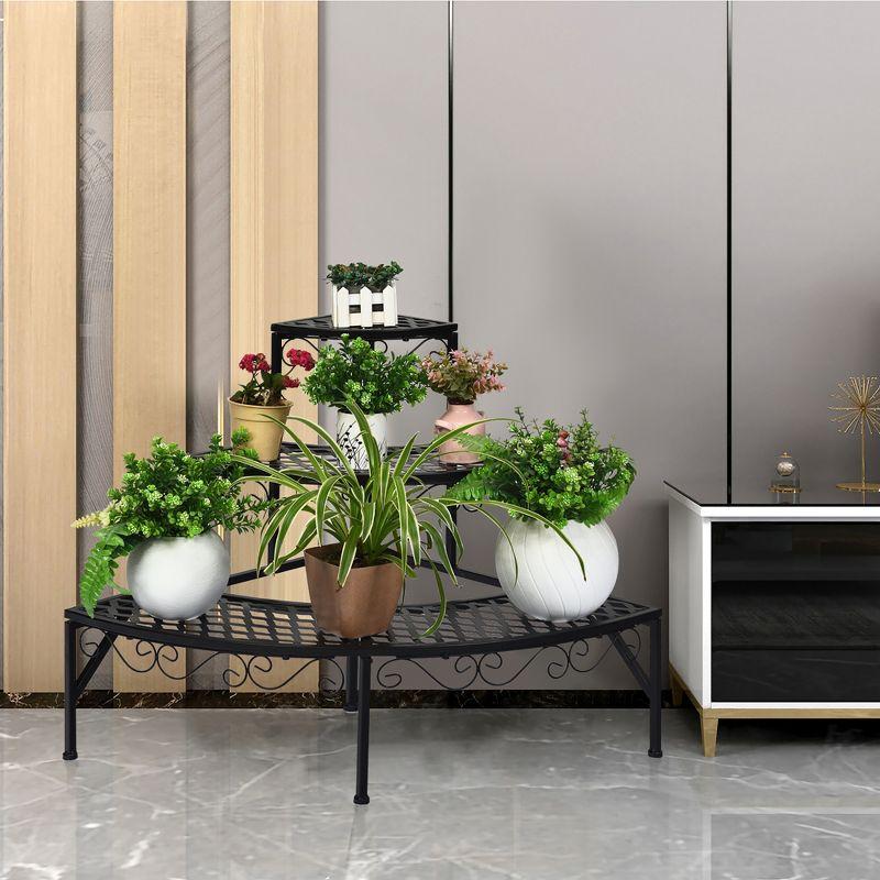 Costway Corner Plant Stand Metal 3 Tier Ladder Potted Shelf Flower Holder Display Rack