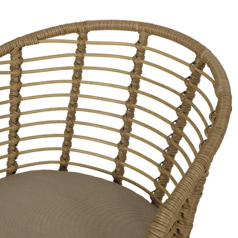 Randy 2pk Outdoor Wicker Chairs with Cushions - Light Brown/Beige - Christopher Knight Home: UV & Water-Resistant Patio Accent Armchairs