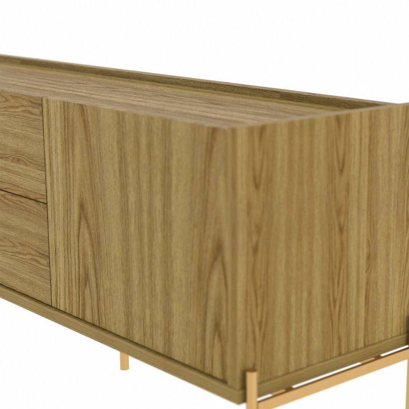 Jasper TV Stand for TVs up to 70" Oak - Manhattan Comfort: Modern Media Console with Storage