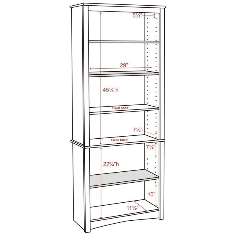 Espresso Laminated Composite Wood 6-Shelf Adjustable Bookcase