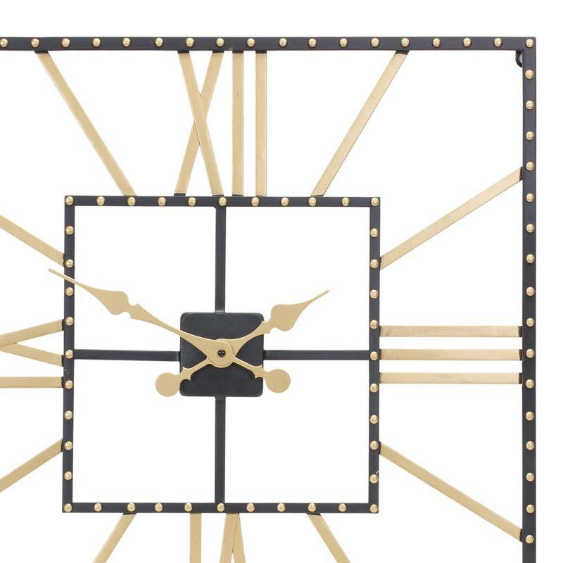 Melrose 23.5" Black and Gold Metal Square Wall Clock