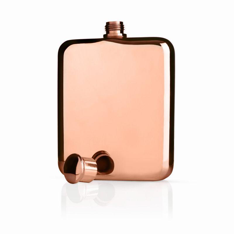 Viski Copper Flask, Stainless Steel Flask with Screw Top, Copper Plated Liquor Flask for Women and Men, 6 Ounces, Copper, Set of 1