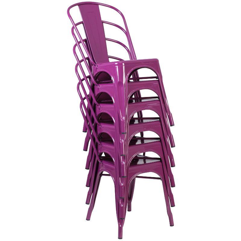 Purple Metal Indoor-Outdoor Stackable Side Chair