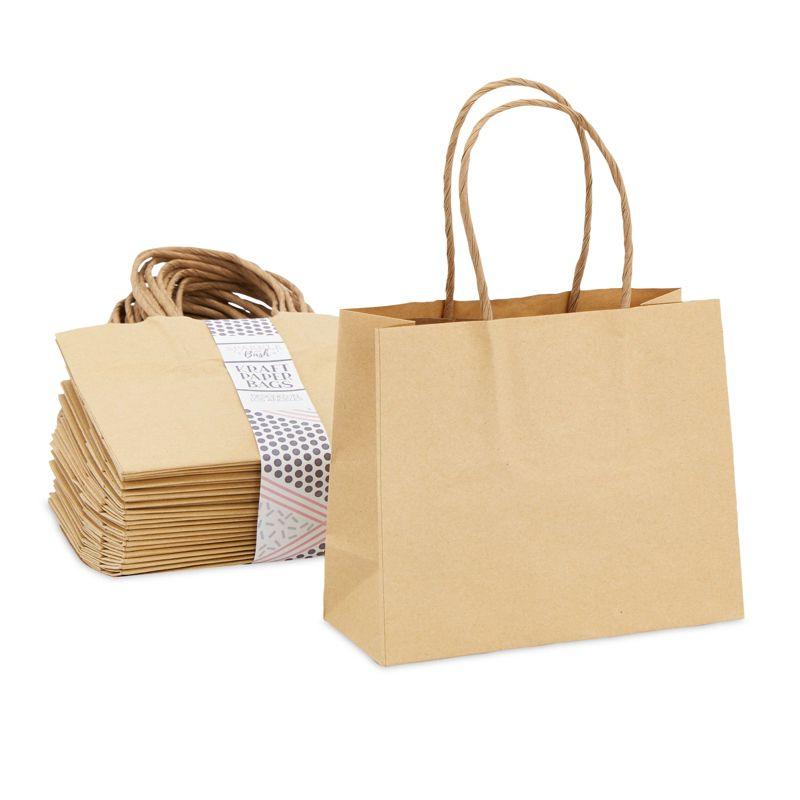 Brown Mini Kraft Paper Gift Bags with Handles, 50 Pack