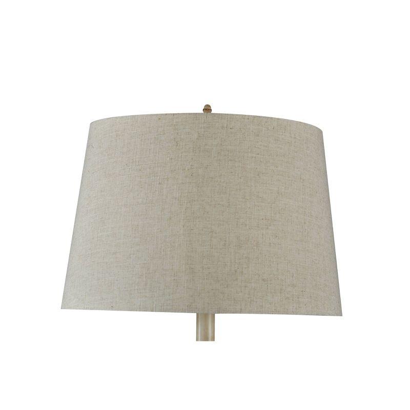 StyleCraft 64" 3-way Distressed Beige Floor Lamp with Heather Oatmeal Hardback Fabric Shade (Includes Light Bulb) : Polyresin Standing Lamp