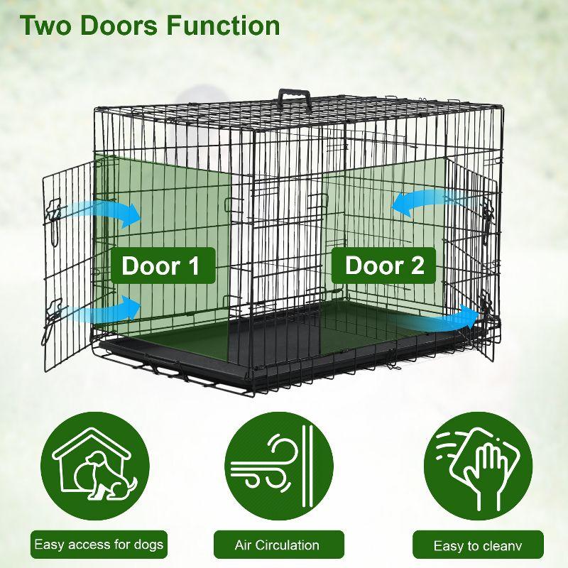 BestMassage 42 Inch Dog Crate Dog Cage Dog Kennel with Double Door Removable Tray & Handle Indoor Outdoor Pet Crate, Black