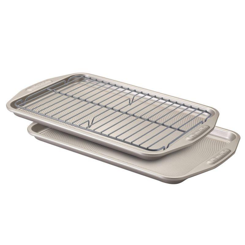 Gray Carbon Steel Nonstick Bakeware Set with Cooling Rack