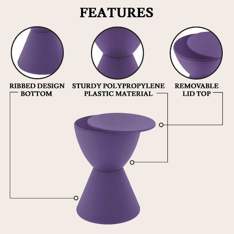 LeisureMod Boyd Side Table With Storage in Purple