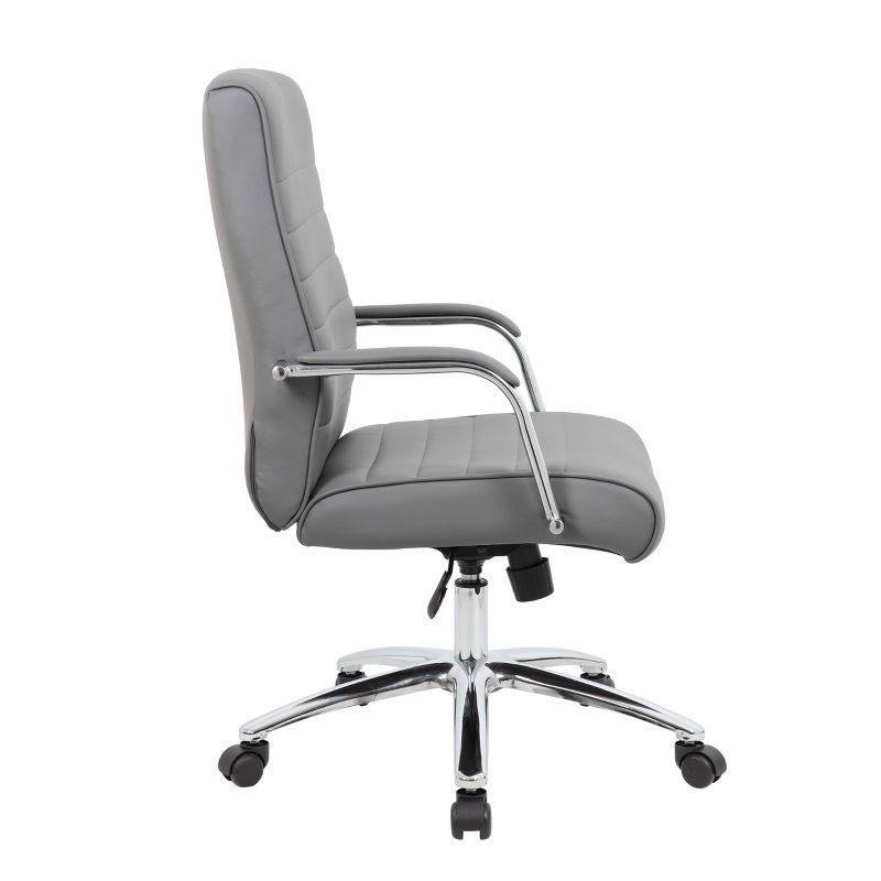 Executive Conference Chair Gray - Boss Office Products: CaressoftPlus, Chrome Base, 275lbs Capacity