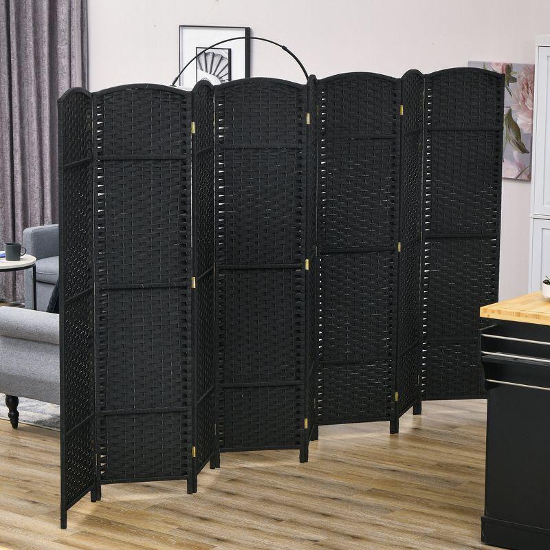 HOMCOM Room Divider, 8 Panel Folding Privacy Screen, 5.6' Tall Freestanding Partition for Home Office, Bedroom, Black