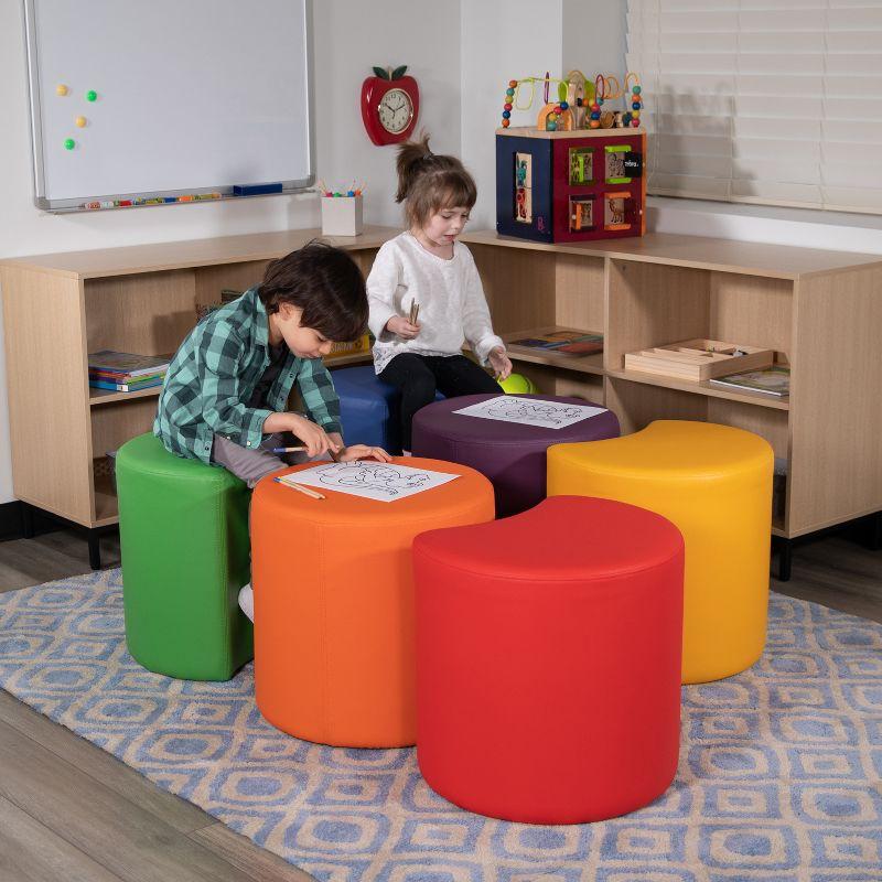 Emma and Oliver 18"H Soft Seating Flexible Moon for Classrooms and Common Spaces - Blue
