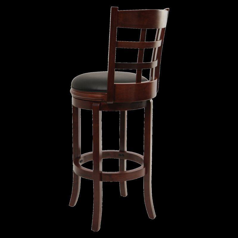 Kyoto Cherry Wood and Leather 360° Swivel Barstool