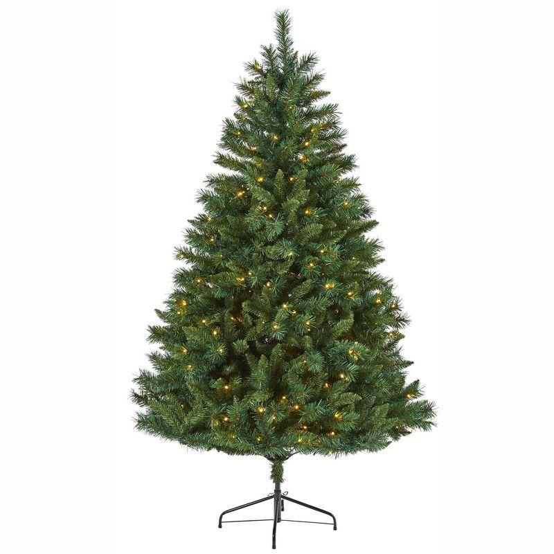 Nearly Natural 6' Rocky Mountain Mixed Pine Prelit LED Artificial Christmas Tree