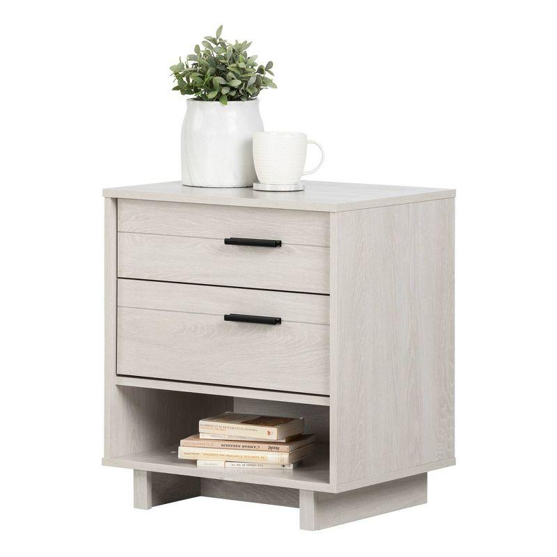 Winter Oak 1-Drawer Nightstand with Cord Catcher and Charging Station