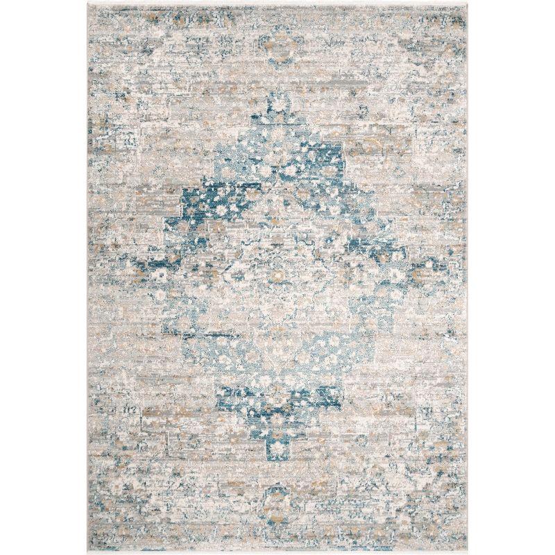 Blue Medallion Synthetic Square Easy Care Rug