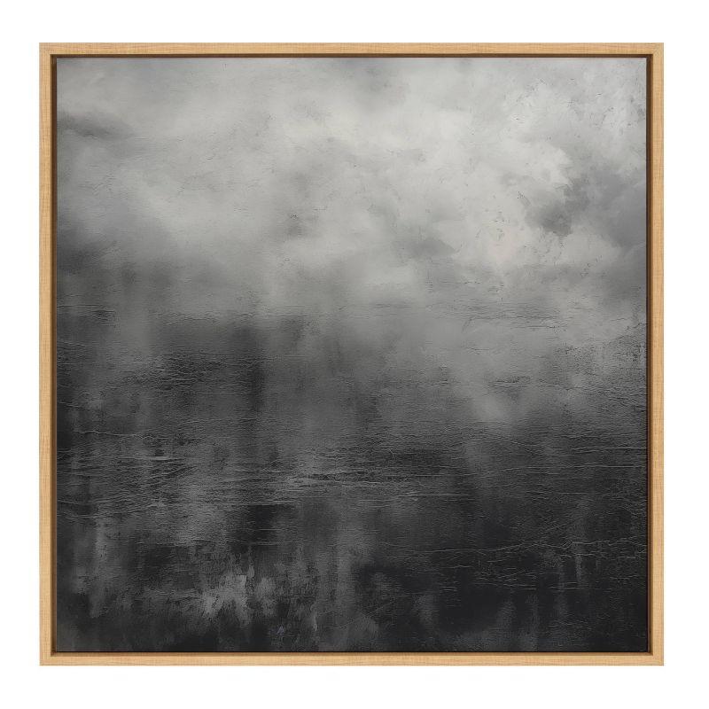 Kate & Laurel All Things Decor 30"x30" Tonal Abstract Black Gray Framed Canvas by The Creative Bunch Studio Natural