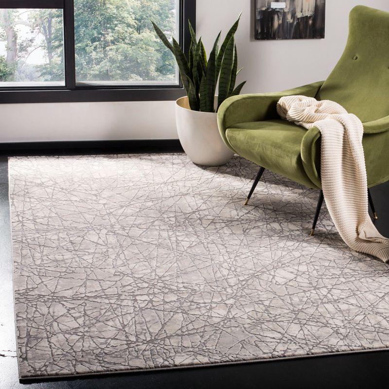 Gray Abstract Low Pile Synthetic Area Rug