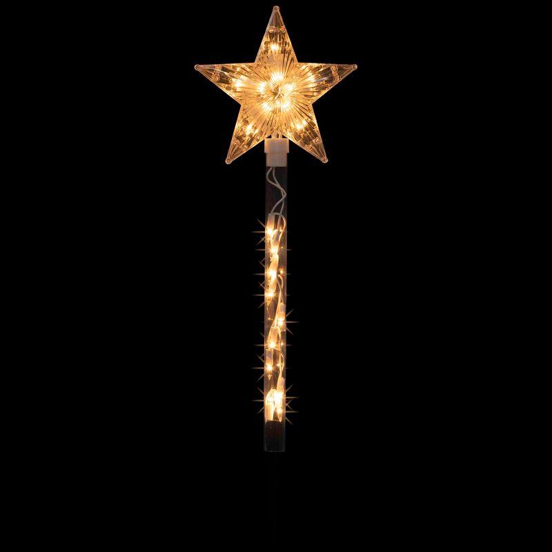 Northlight Lighted Star Christmas Pathway Marker with Lawn Stakes -  5' - Clear Lights - 4ct