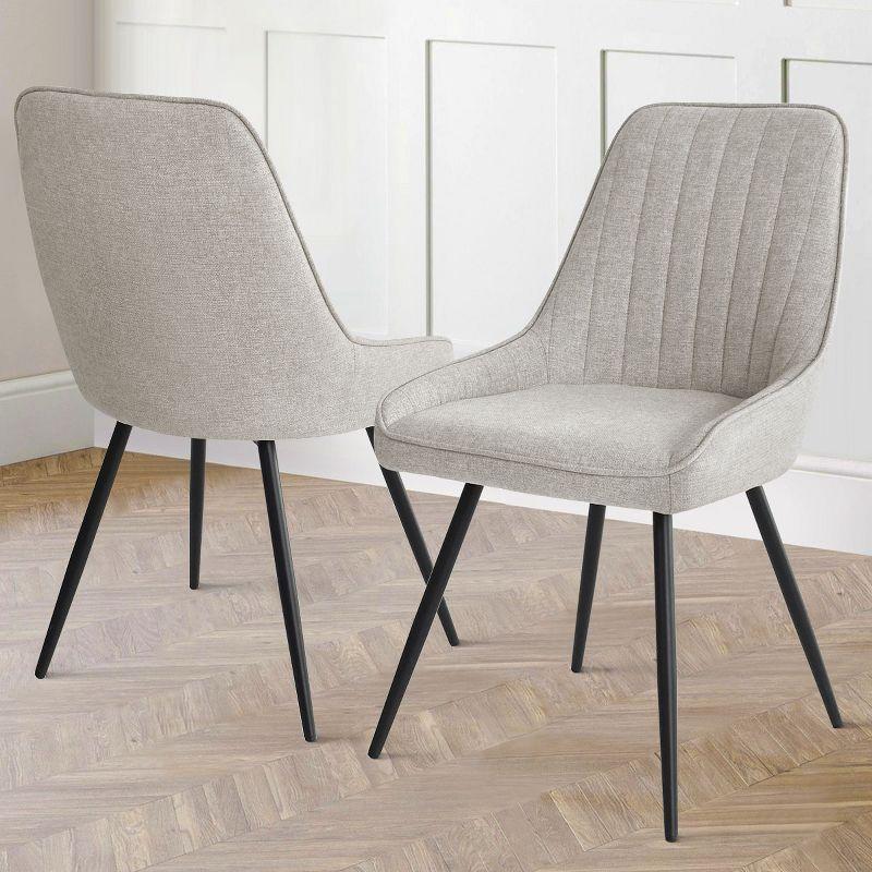 Boston Armless Dining Room Chair Set of 2 with Backrest and Metal Legs, 19.5 Inch Kitchen Chairs, Indoor Furniture - Maison Boucle