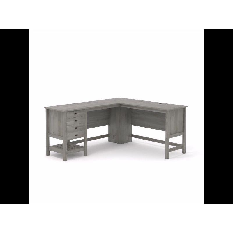 Cottage Road L-Shaped Desk Mystic Oak - Sauder: Home Office Furniture with Open Shelf & Grommets