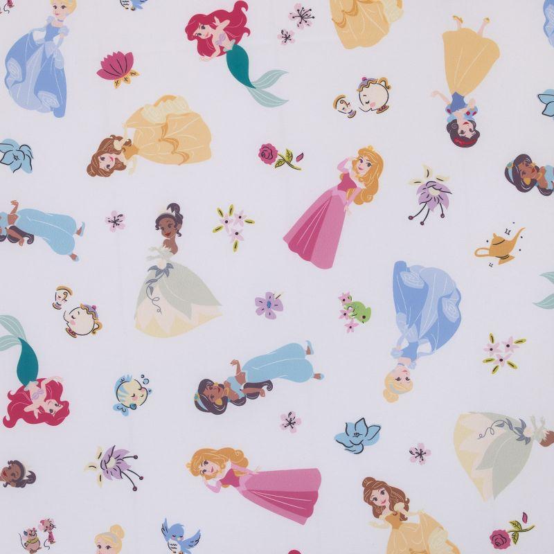 White Polyester Princess Toddler Girls' Fitted Crib Sheet