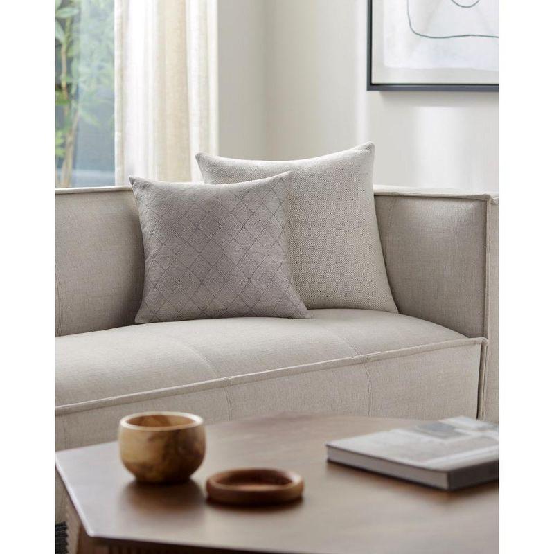 Livabliss Messina 22"H x 22"W Square Pillow Cover No Insert Traditional Medium Gray Throw Pillow