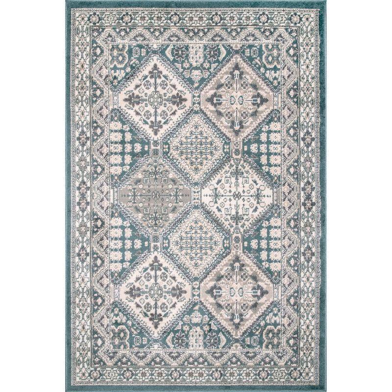 Becca Blue and Beige Synthetic Rectangular Area Rug